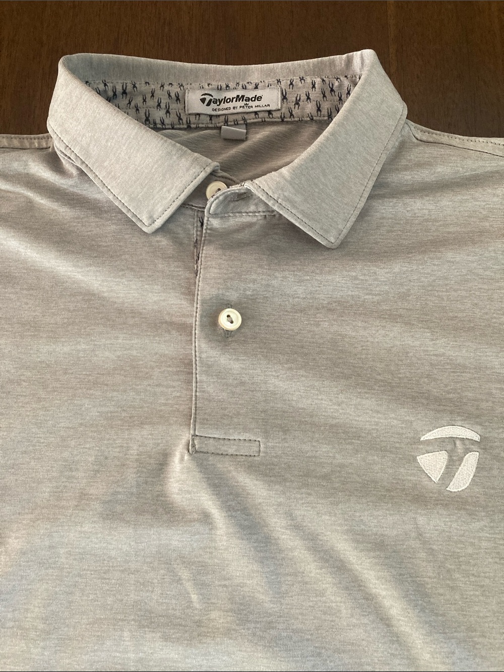 TaylorMade by Peter Millar Men’s Heather Gray Polo Shirt with Subtle Logo